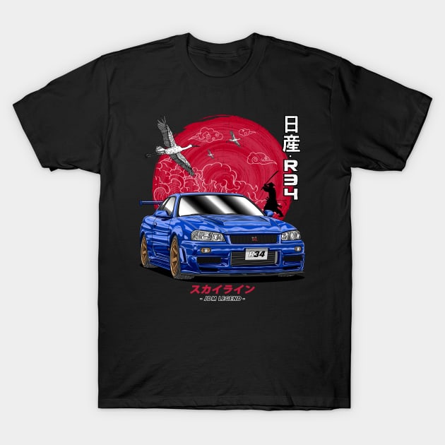 JDM Nippon Nissan Skyline GT-R R34 T-Shirt by Guyvit